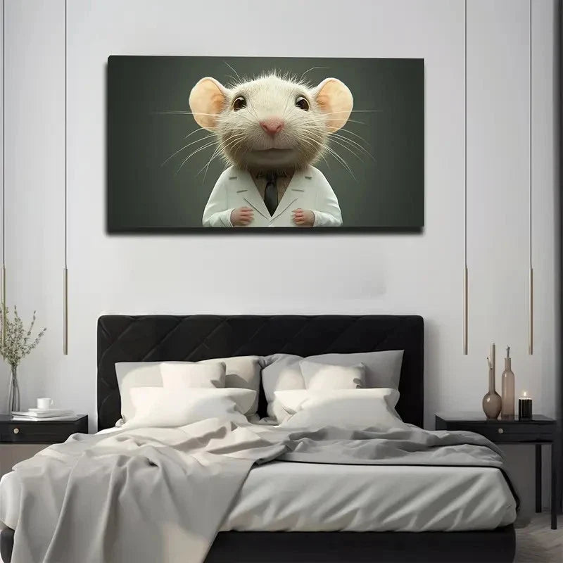 Funny Little Mouse Wall Art Canvas Office Home Room Framed 80x45cm
