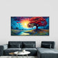 Magical Tree Sunset Landscape Wall Art Canvas Office Home Room Framed 80x45cm