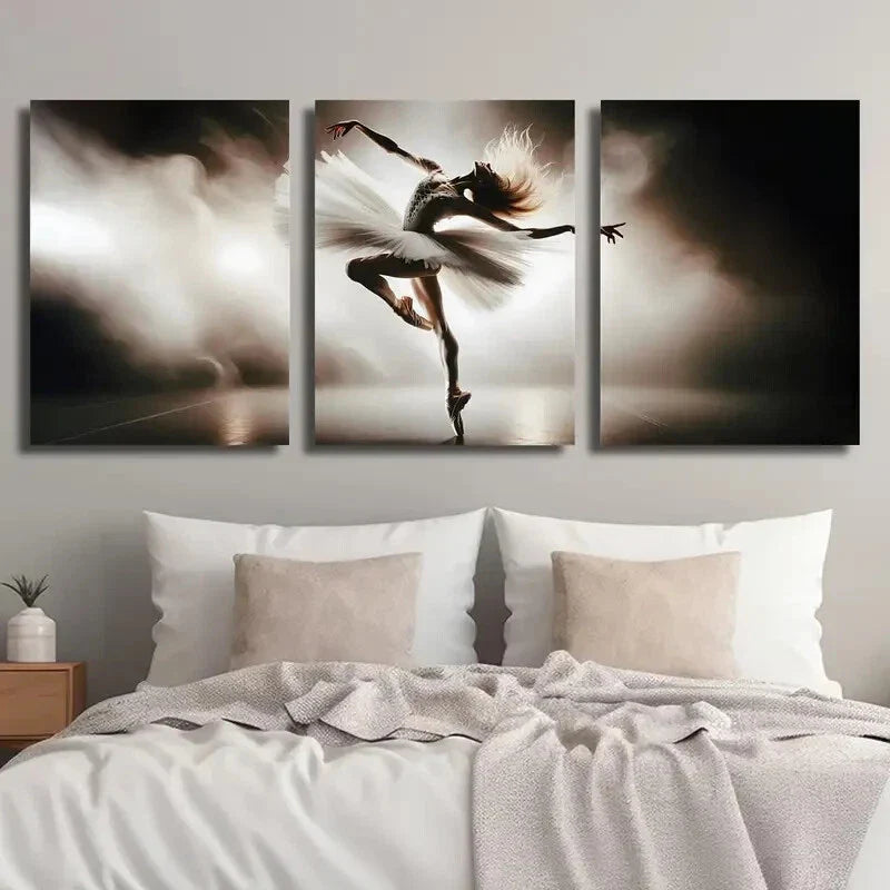 3pcs Ballet Dancing Girl Wall Art Set Canvas Framed 40x60cm - High Quality Print 100% Australian Made Wall Canvas Ready to Hang