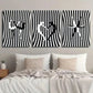 3pcs Black And White Figure Zebra Stripes Wall Art Set Canvas Framed 40x60cm - High Quality Print 100% Australian Made Wall Canvas Ready to Hang