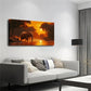 Elephant Sunset Minimalist Wall Art Canvas Office Home Room Framed 80x45cm