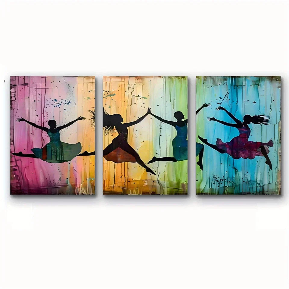 3pcs Abstract Dance Theme Luxury Metal Print Ready to Hang Art
