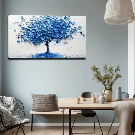 Blue Brushstroke Canopy Wall Art canvas office home room framed 120x60cm