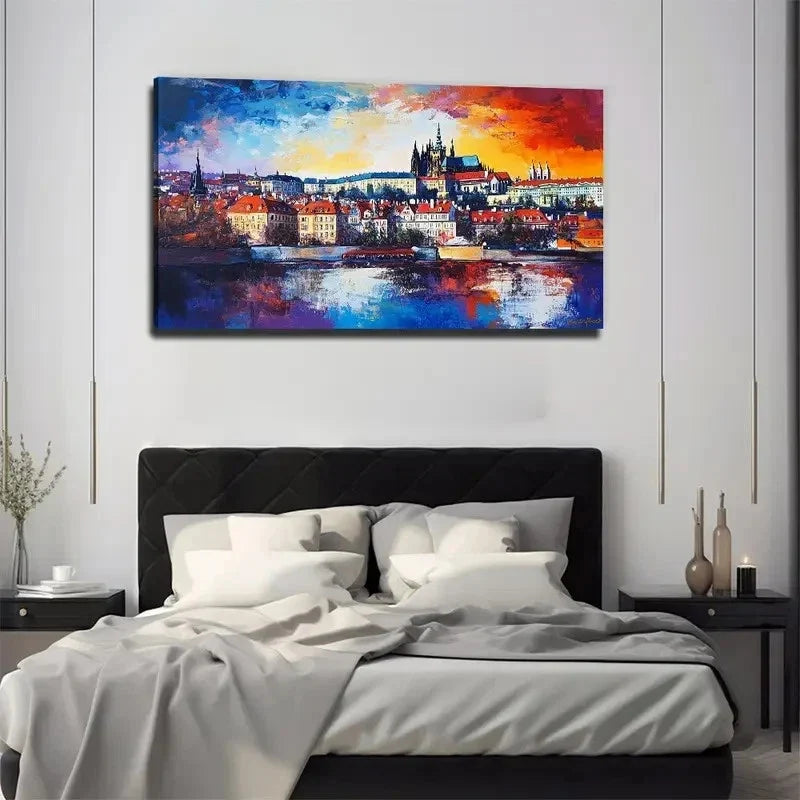 Vibrant Cityscape Changing Wall Art Canvas Office Home Room Framed 120x60cm