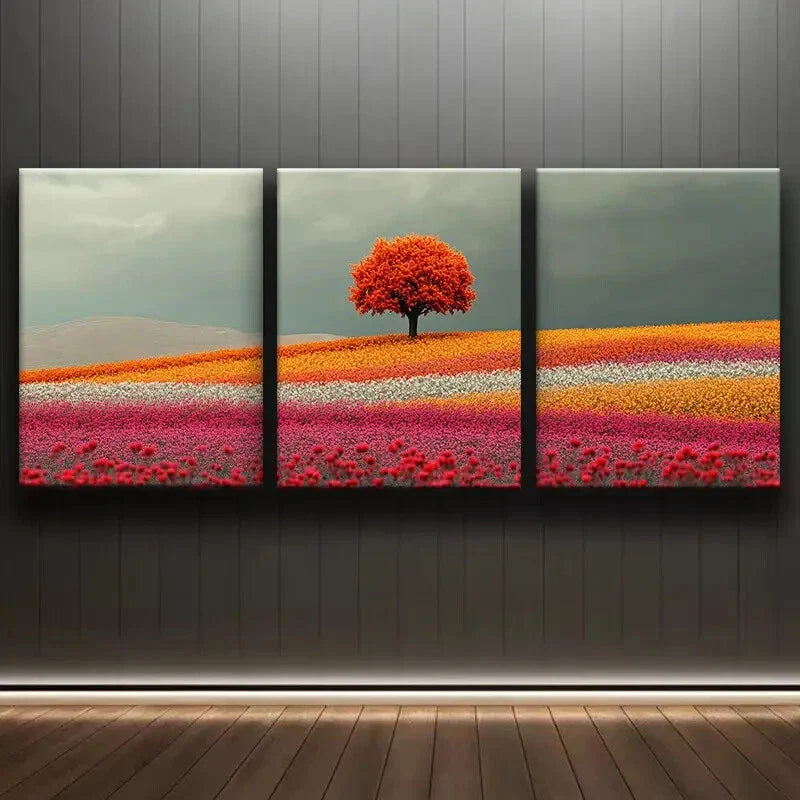 3pcs A Large Field of Roses in Rows Decoration Wall Art Set Canvas Framed 40x60cm - High Quality Print 100% Australian Made Wall Canvas Ready to Hang