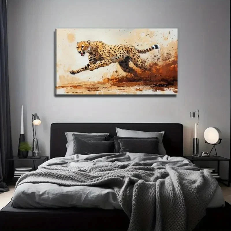 Fierce Leopard Suitable Wall Art Canvas Office Home Room Framed 120x60cm