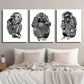 3pcs Three Little Wise Monkeys Wall Art Set Canvas Framed 40x60cm - High Quality Print 100% Australian Made Wall Canvas Ready to Hang