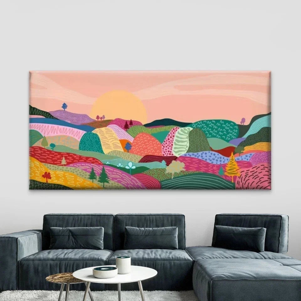 Country Garden Landscape Wall Art Canvas Office Home Room Framed 120x60cm