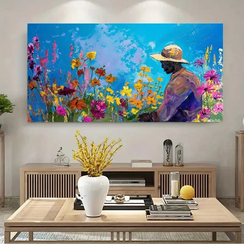 Gardener & Floral Realistic Wall Art Canvas Office Home Room Framed 120x60cm
