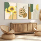 3pcs Sunflower Boho Style Green Leaves Yellow Wall Art Set Canvas Framed 40x60cm - High Quality Print 100% Australian Made Wall Canvas Ready to Hang