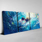 3pcs Romantic Valentine's Day Couple Blue View Wall Art Set Canvas Framed 40x60cm - High Quality Print 100% Australian Made Wall Canvas Ready to Hang