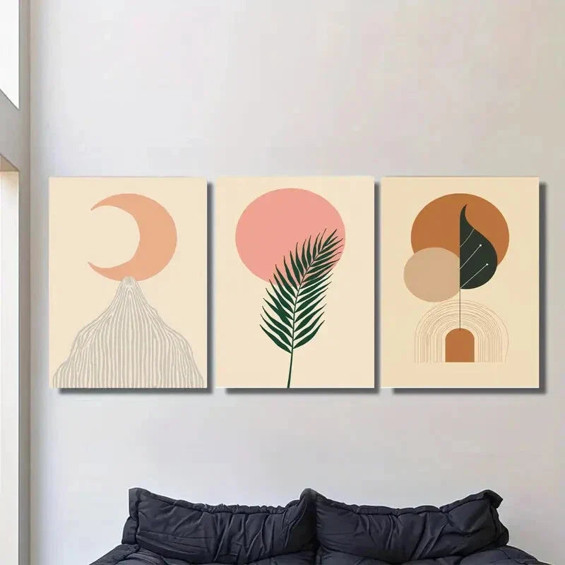 3pcs Modern Abstract Boho Style Metal Print Ready to Hang Art