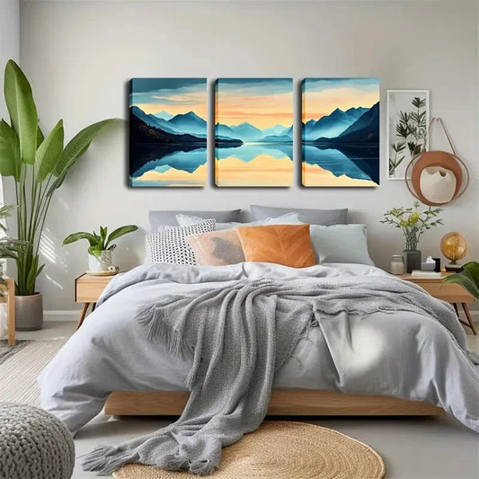 3pcs Verdant Hillside Romantic Style Wall Art Set Canvas Framed 40x60cm - High Quality Print 100% Australian Made Wall Canvas Ready to Hang
