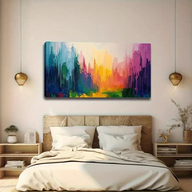 Vibrant Colorful Landscape Wall Art canvas office home room framed 120x60cm