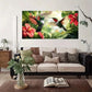 Tropical Garden Hummingbird Wall Art Canvas Office Home Room Framed 80x45cm