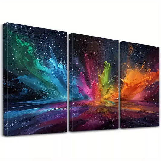 3pcs Modern Abstract Colorful Galaxy Splash Wall Art Set Canvas Framed 40x60cm - High Quality Print 100% Australian Made Wall Canvas Ready to Hang