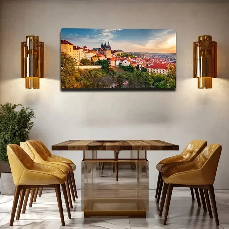 Roof Architectural Cluster Wall Art Canvas Office Home Room Framed 80x45cm