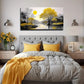 Serene Yellow Tree Sunset Scene Wall Art Canvas Office Home Room Framed 120x60cm