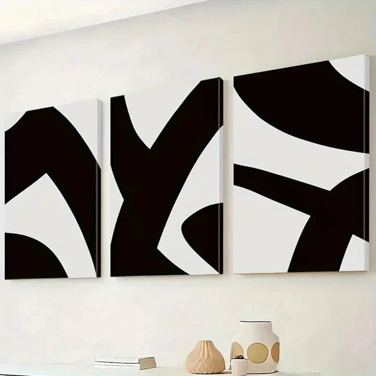 3pcs Black and White Decorative Wall Art Set Canvas Framed 40x60cm - High Quality Print 100% Australian Made Wall Canvas Ready to Hang