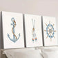 3pcs Sailboat Anchor Paddle Rudder Wall Art Set Canvas Framed 40x60cm - High Quality Print 100% Australian Made Wall Canvas Ready to Hang