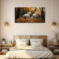 Majestic White Horses in Autumn Wall Art Canvas Office Home Room Framed 120x60cm