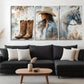 3pcs Rustic Country Girl Boots & Horse Perfect Wall Art Set Canvas Framed 40x60cm - High Quality Print 100% Australian Made Wall Canvas Ready to Hang