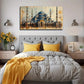 Aesthetic Elegant Blue & Gold Wall Art Canvas Office Home Room Framed 80x45cm