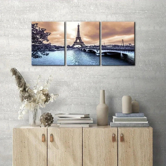 3pcs Paris Cityscape Tower City Skyline Metal Print Ready to Hang Art