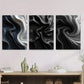 3pcs Modern Abstract Black and White Metal Print Ready to Hang Art
