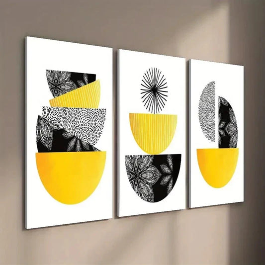 3pcs Modern Geometric Shapes Wall Art Set Canvas Framed 40x60cm - High Quality Print 100% Australian Made Wall Canvas Ready to Hang