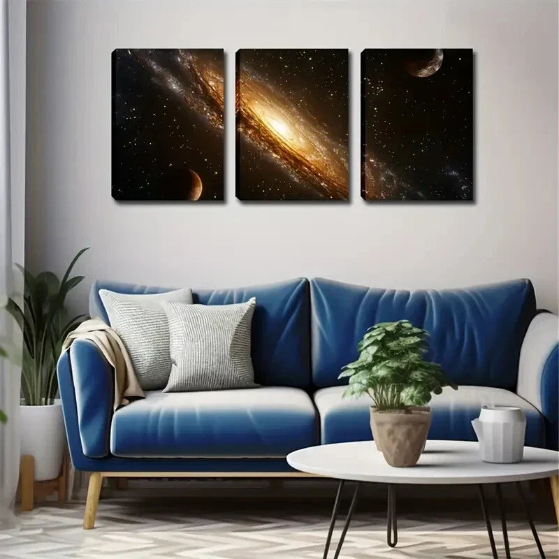 3pcs Endless Stars Diamond-Like Constellation Wall Art Set Canvas Framed 40x60cm - High Quality Print 100% Australian Made Wall Canvas Ready to Hang