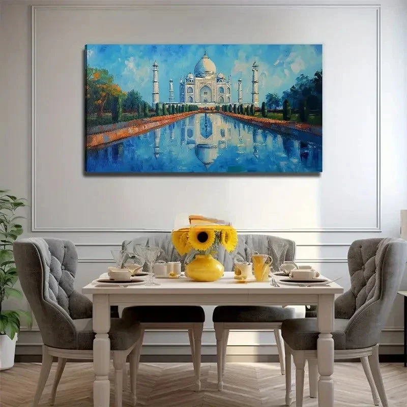 Taj Mahal Famous Scenic Spot Wall Art Canvas Office Home Room Framed 80x45cm