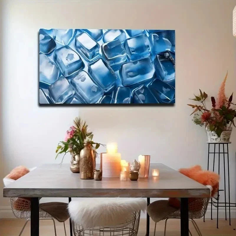 Pair Ice Cubes Suitable Wall Art Canvas Office Home Room Framed 120x60cm