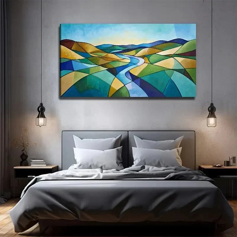 River View Enjoy Suitable Wall Art Canvas Office Home Room Framed 80x45cm
