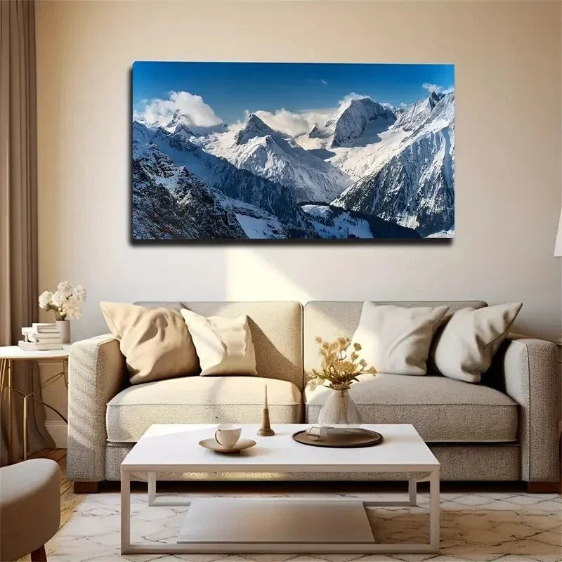 Stunning Snow Mountain Wall Art Canvas Office Home Room Framed 120x60cm