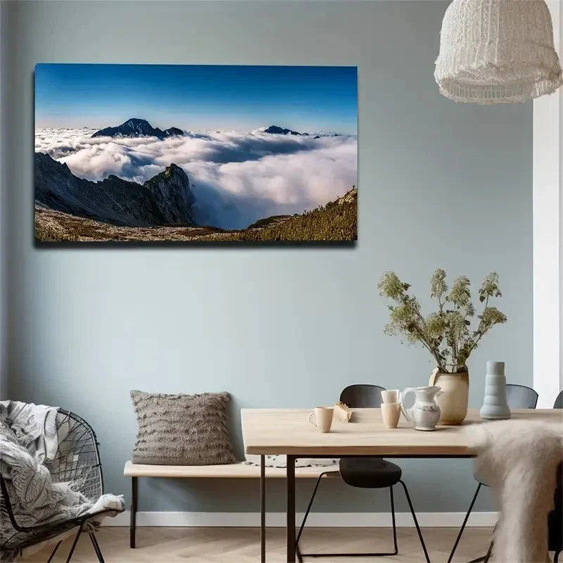 Charm Mountains Cloud Wall Art Canvas Office Home Room Framed 120x60cm