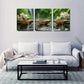3pcs Wooden Tea Bowls and Waterfall Design  Wall Art Set Canvas Framed 40x60cm - High Quality Print 100% Australian Made Wall Canvas Ready to Hang