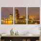 3pcs Nighttime Long Exposure Cityscape Metal Print Ready to Hang Art