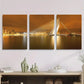 3pcs Rotterdam City Night Bridge Skyline Metal Print Ready to Hang Art