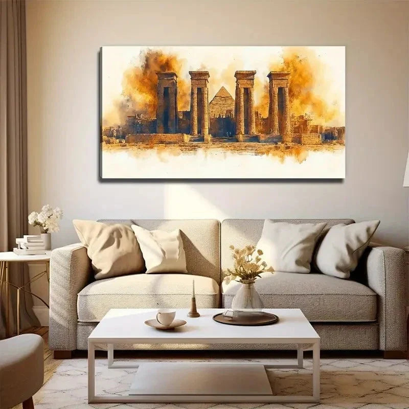 Egyptian Ancient Ruins Decor Wall Art Canvas Office Home Room Framed 80x45cm