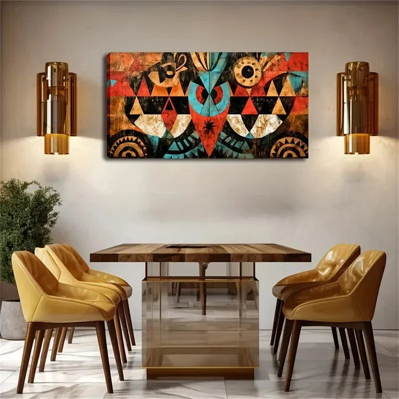 Vibrant Geometric Patterns Wall Art Canvas Office Home Room Framed 120x60cm