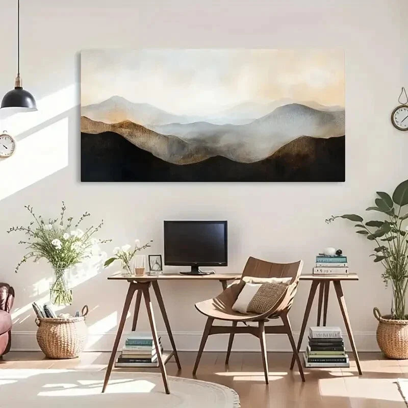 Mountain Landscape Abstract Wall Art Canvas Office Home Room Framed 120x60cm