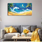 Tall Coconut Trees And Crescent Wall Art Canvas Office Home Room Framed 120x60cm