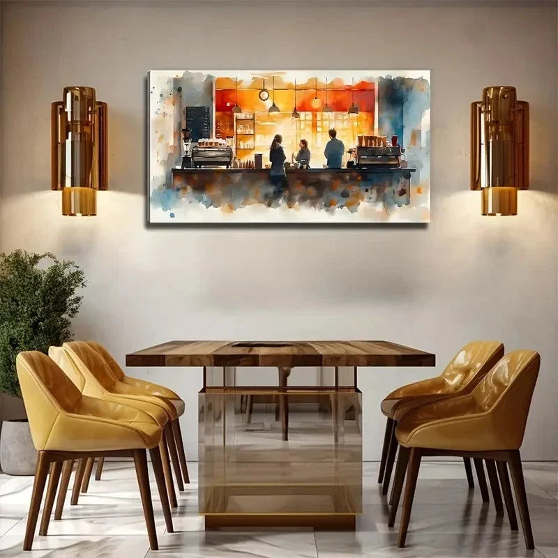 Modern Bar Scene Wall Art Canvas Office Home Room Framed 120x60cm