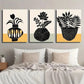 3pcs Black & White Plant Silhouette Floral Vase Wall Art Set Canvas Framed 40x60cm - High Quality Print 100% Australian Made Wall Canvas Ready to Hang
