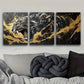 3pcs Black Golden Marble Painting Metal Print Ready to Hang Art