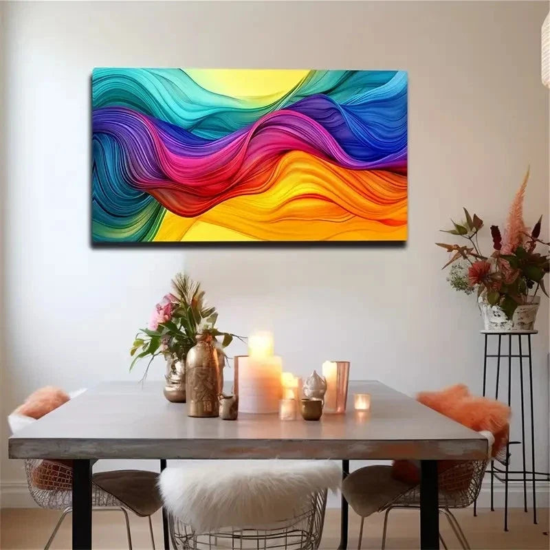 Smooth Dopamine Curve Wall Art Canvas Office Home Room Framed 80x45cm