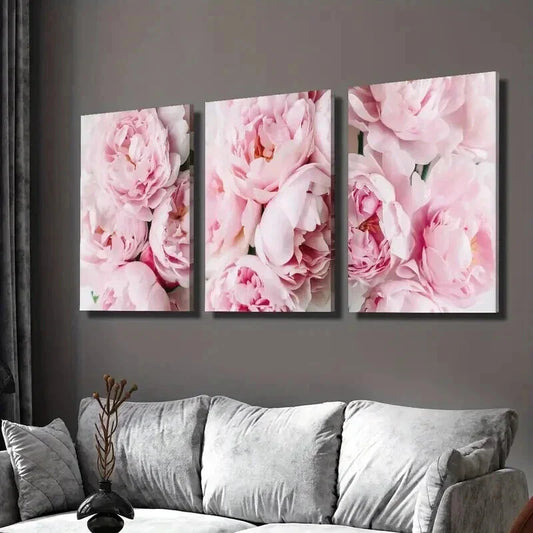 3pcs Elegant Pink Peony Nordic Style Wall Art Set Canvas Framed 40x60cm - High Quality Print 100% Australian Made Wall Canvas Ready to Hang