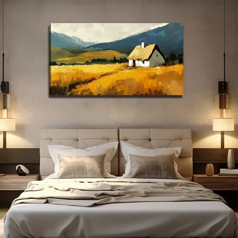 Small house In The Suburbs Wall Art Canvas Office Home Room Framed 80x45cm