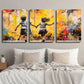 3pcs Boy And Girl Running on a Street Wall Art Set Canvas Framed 40x60cm - High Quality Print 100% Australian Made Wall Canvas Ready to Hang